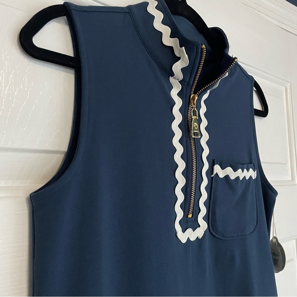 Spartina 449 Serena Half Zip Dress Midnight Blue Ric Rac - Picture 9 of 10